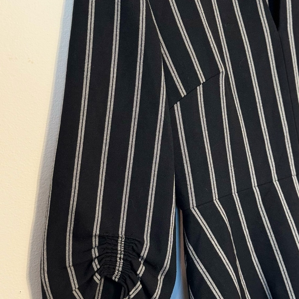 Tibi Navy Blue Striped Felix Ponte Knit Split Neck Dress Women's Size 2 - Picture 3 of 7